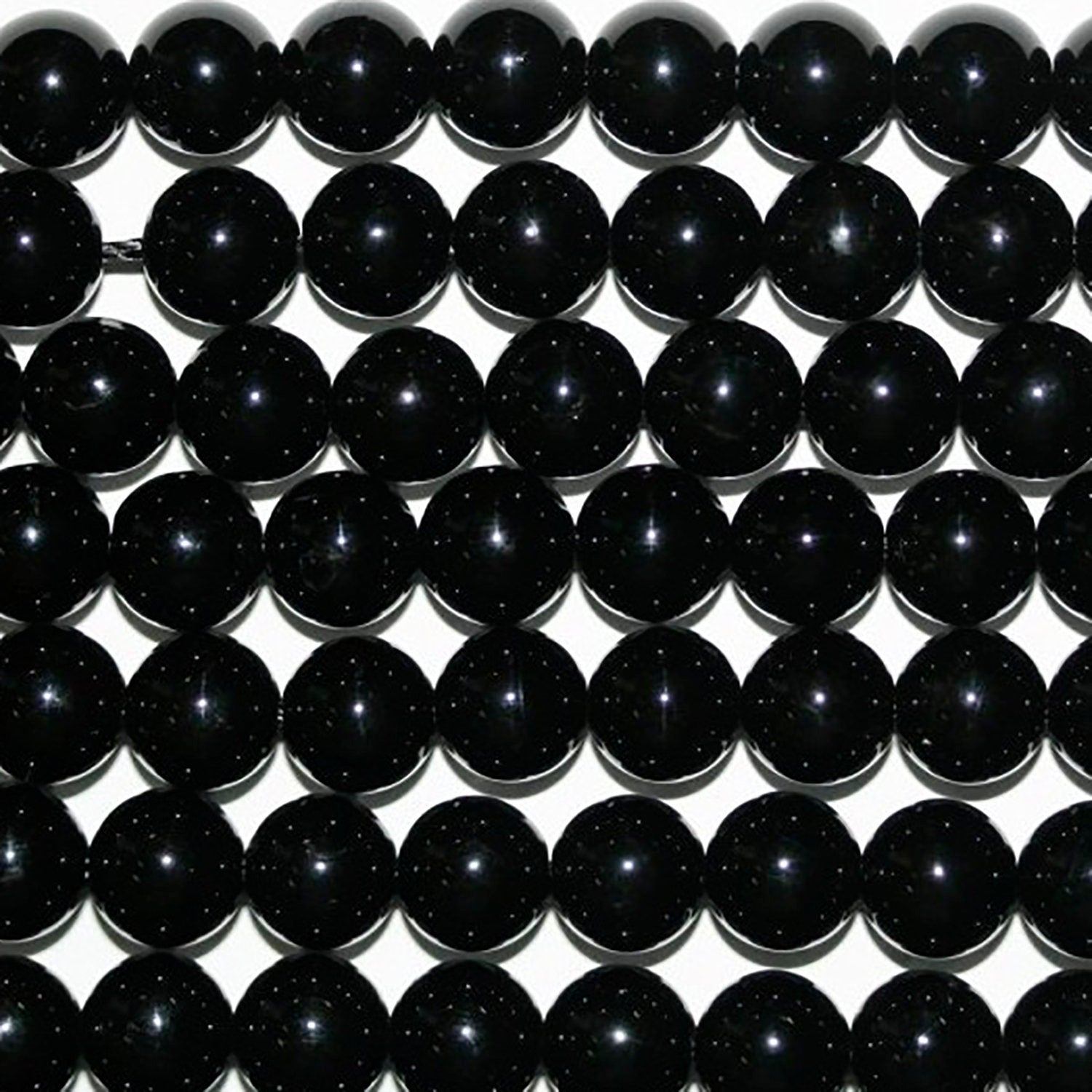 16" Cuentas Redondas de Turmalina Negra 8mm.-Hilo 40cm.