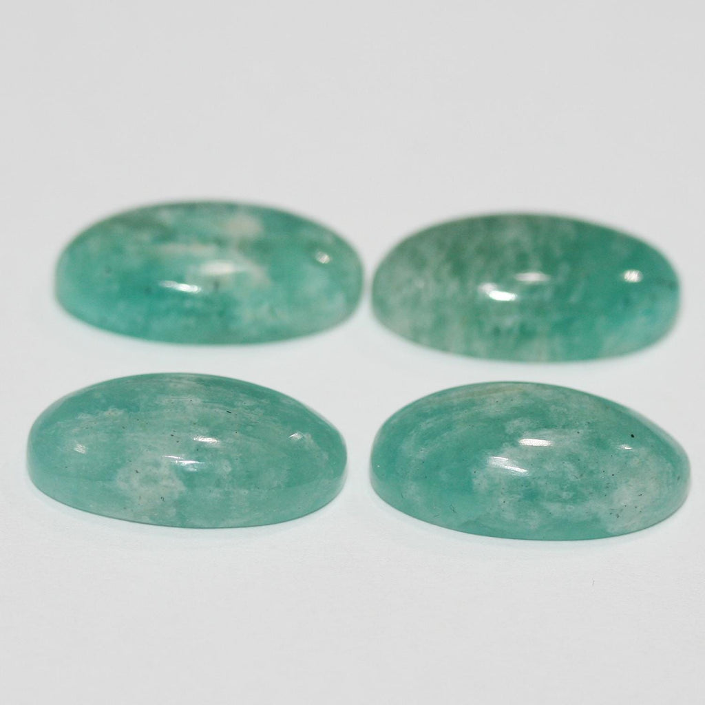 Lote de 4 cabujones ovalados de amazonita de 10 x 14 mm (4 unidades)