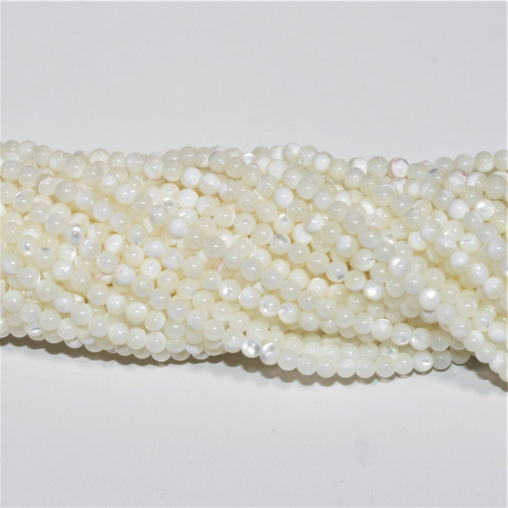 15" St MOP perles rondes lisses 3 mm.-Rig 38 cm.