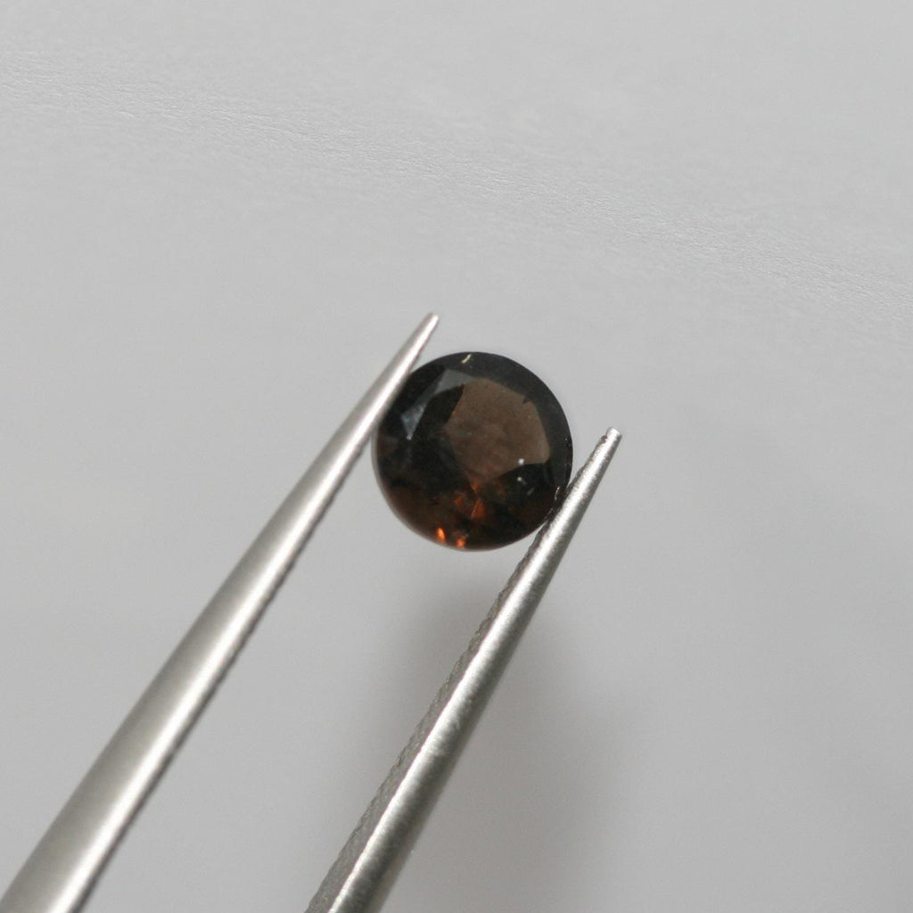 Lote de 15 cuentas redondas facetadas de cuarzo ahumado de 6 mm