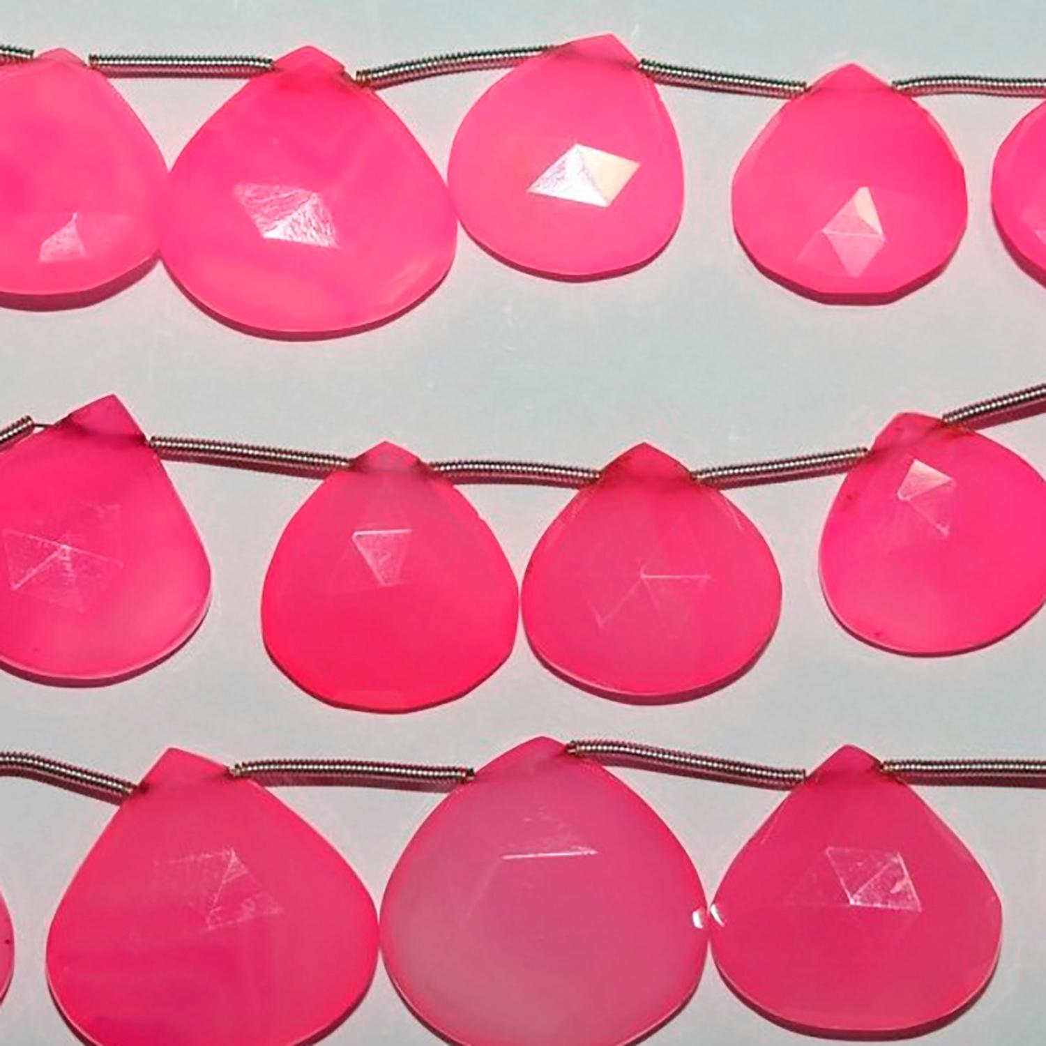 Cuentas de calcedonia rosa de 8" con facetas graduadas, 14-22 mm (hilo de 21 cm)