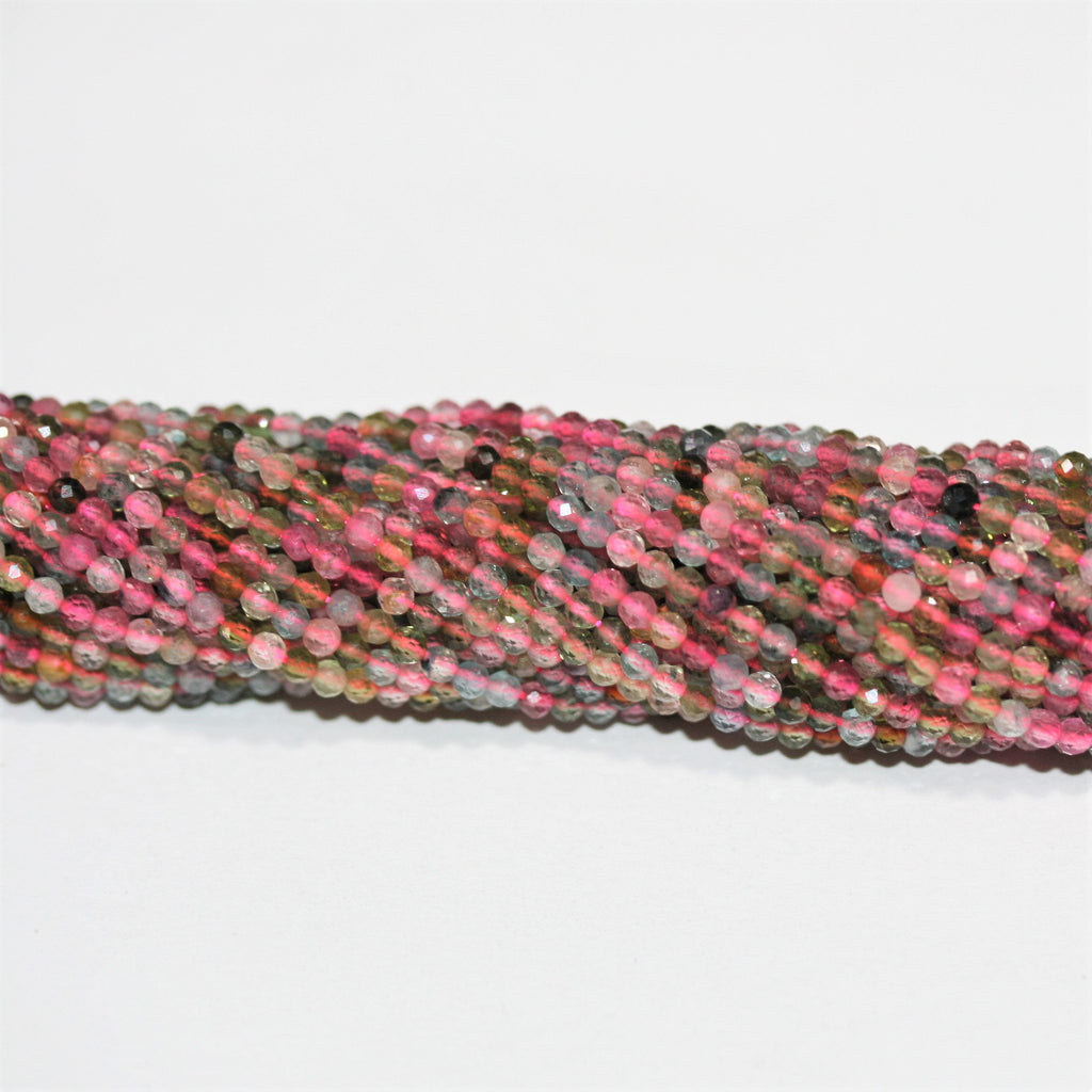 Cuentas redondas facetadas de turmalina St. de 16" de 2,5 mm - Hilo de 40 cm.