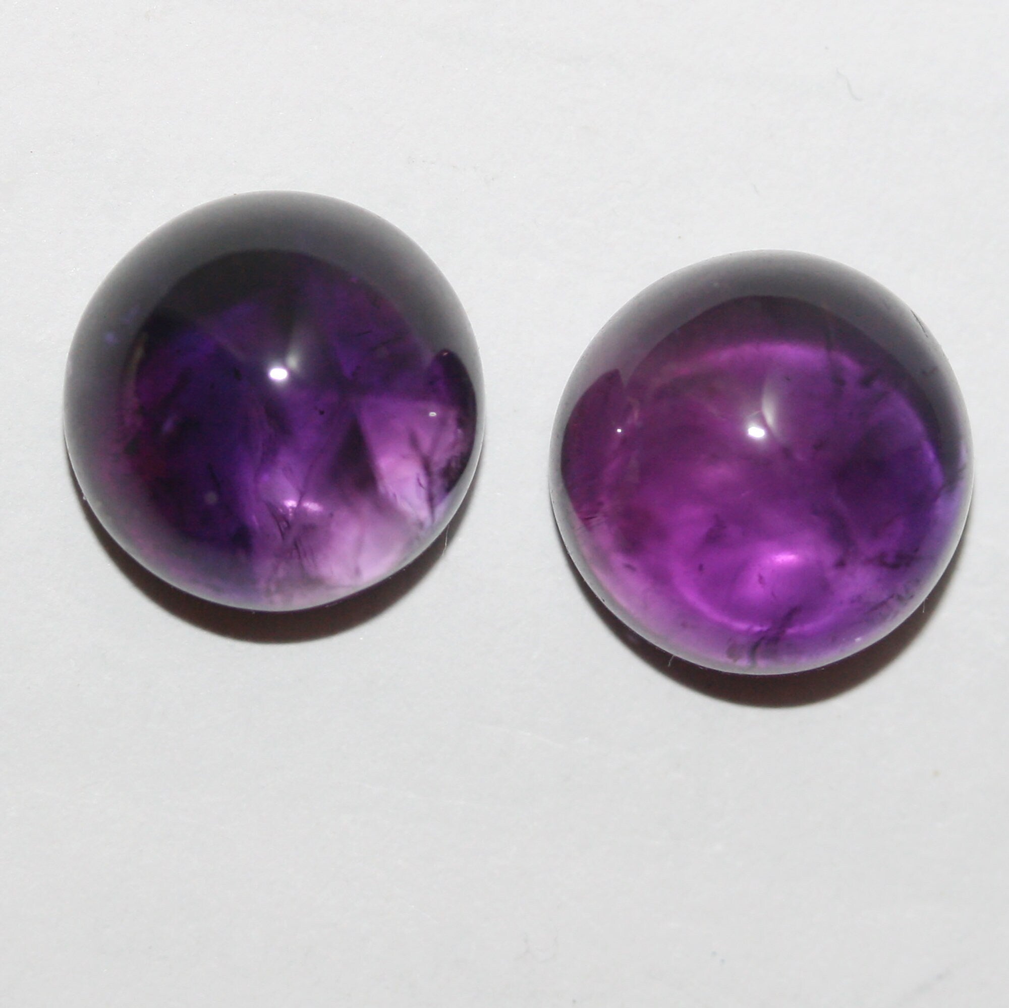 Amethyst Pair Round Cabochon 11mm.(12.68 ct.). Natural Untreated Gemstone