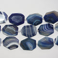 14" St Blue Striped Agate Faceted Oval Beads 35x27mm.Approx.-Strand 38cm