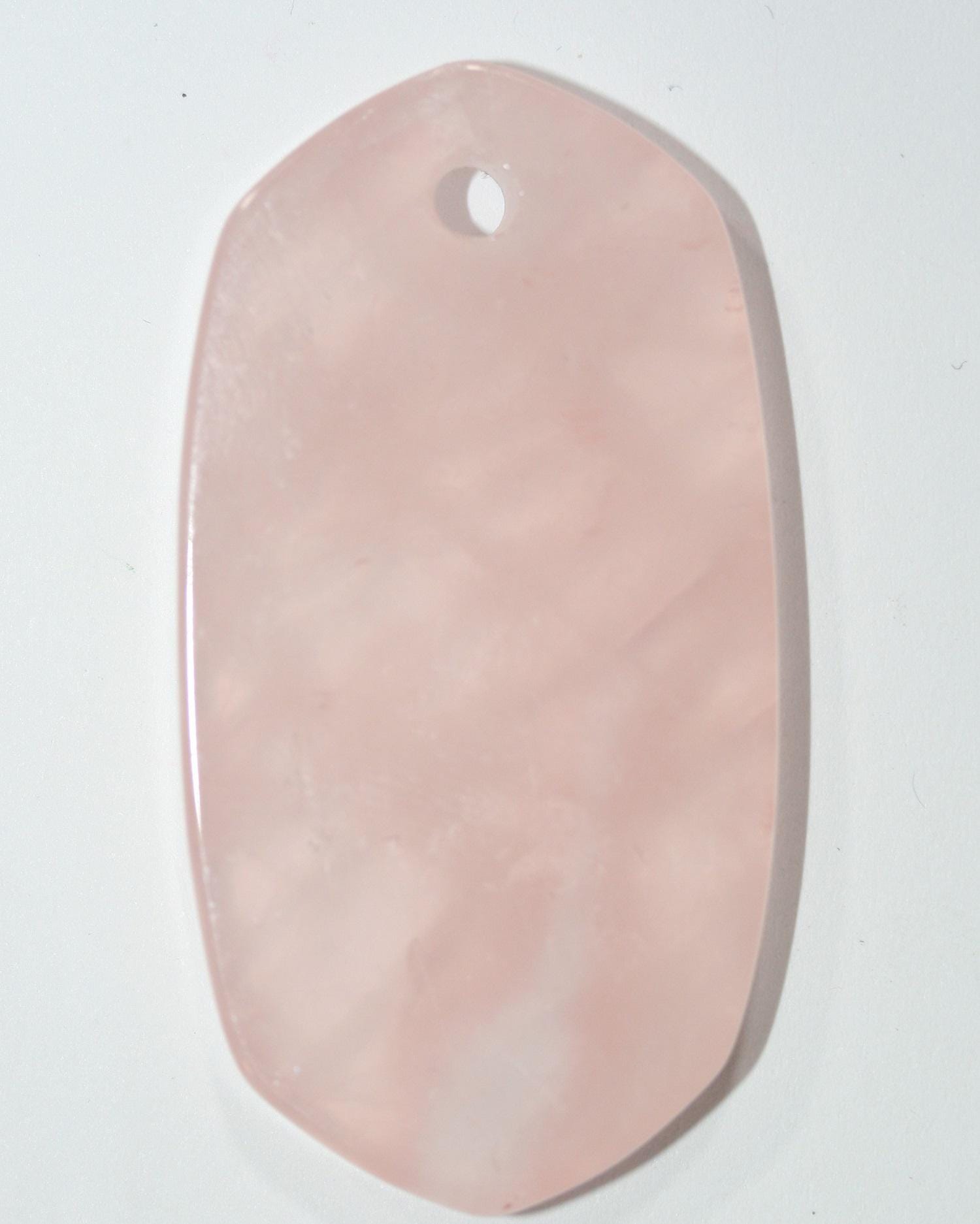 Pendentif en quartz rose, pointe plate lisse, environ 52 x 27 mm - Réf. 14793