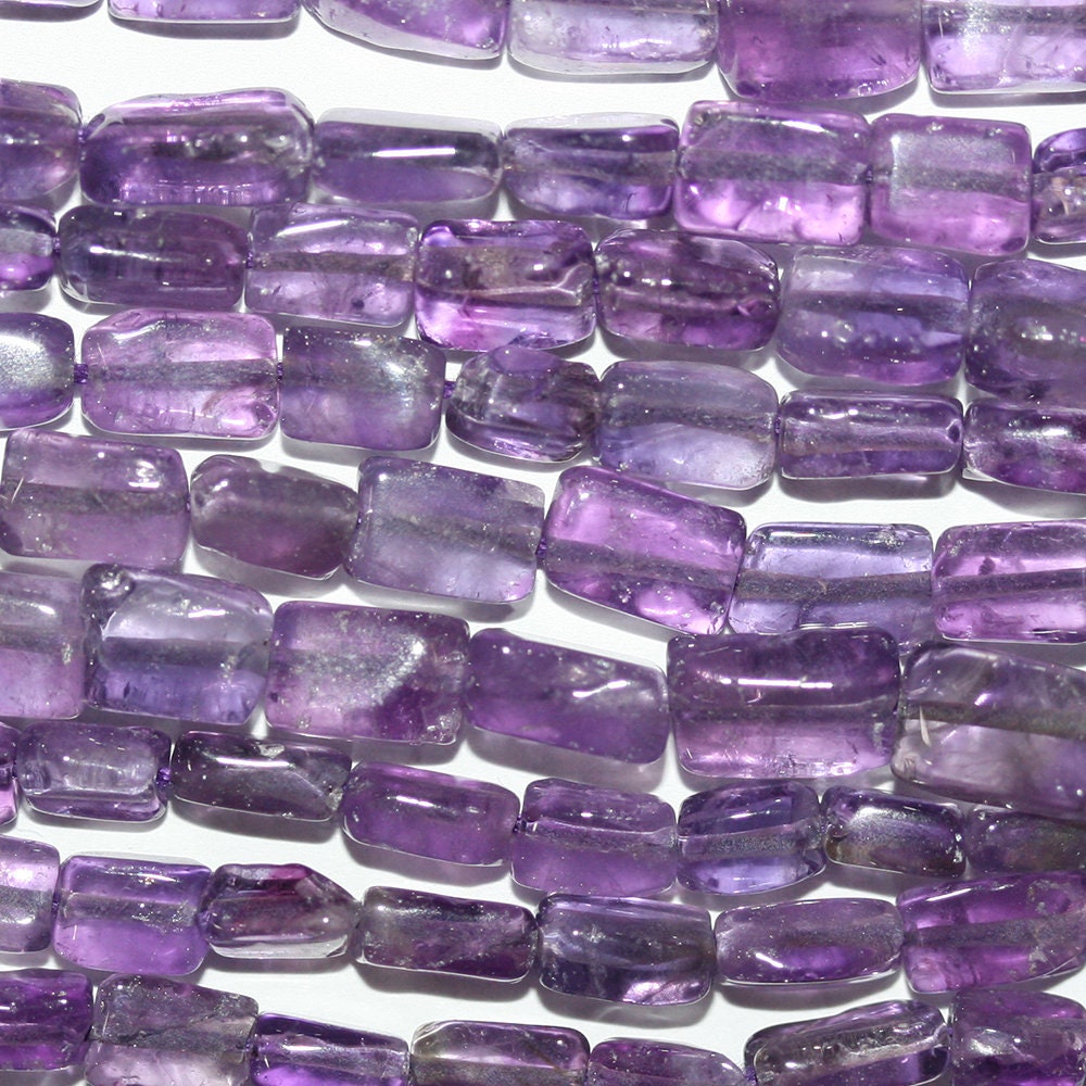 14" St African Amethyst Smooth Rectangle Cube Prism Beads 7x4mm.Approx.-Strand 37cm