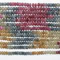 13" St Ruby-Sapphire Faceted Rondelle Beads 4x3mm.-Strand 36cm.