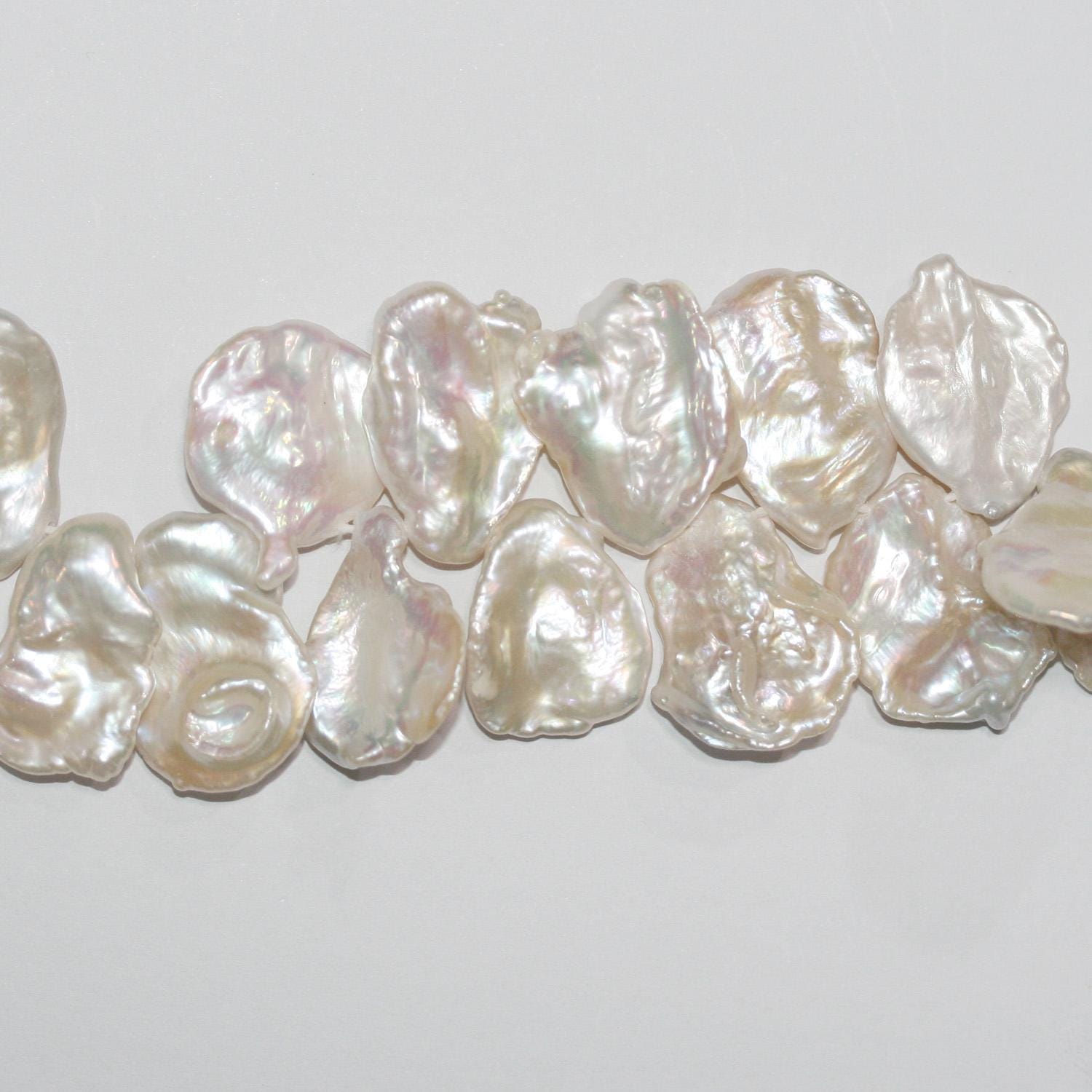 Perles Keshi d'eau douce 16 pouces (environ 40 cm), 20 x 15 mm, longueur 40 cm. Perles naturelles à prix de gros.