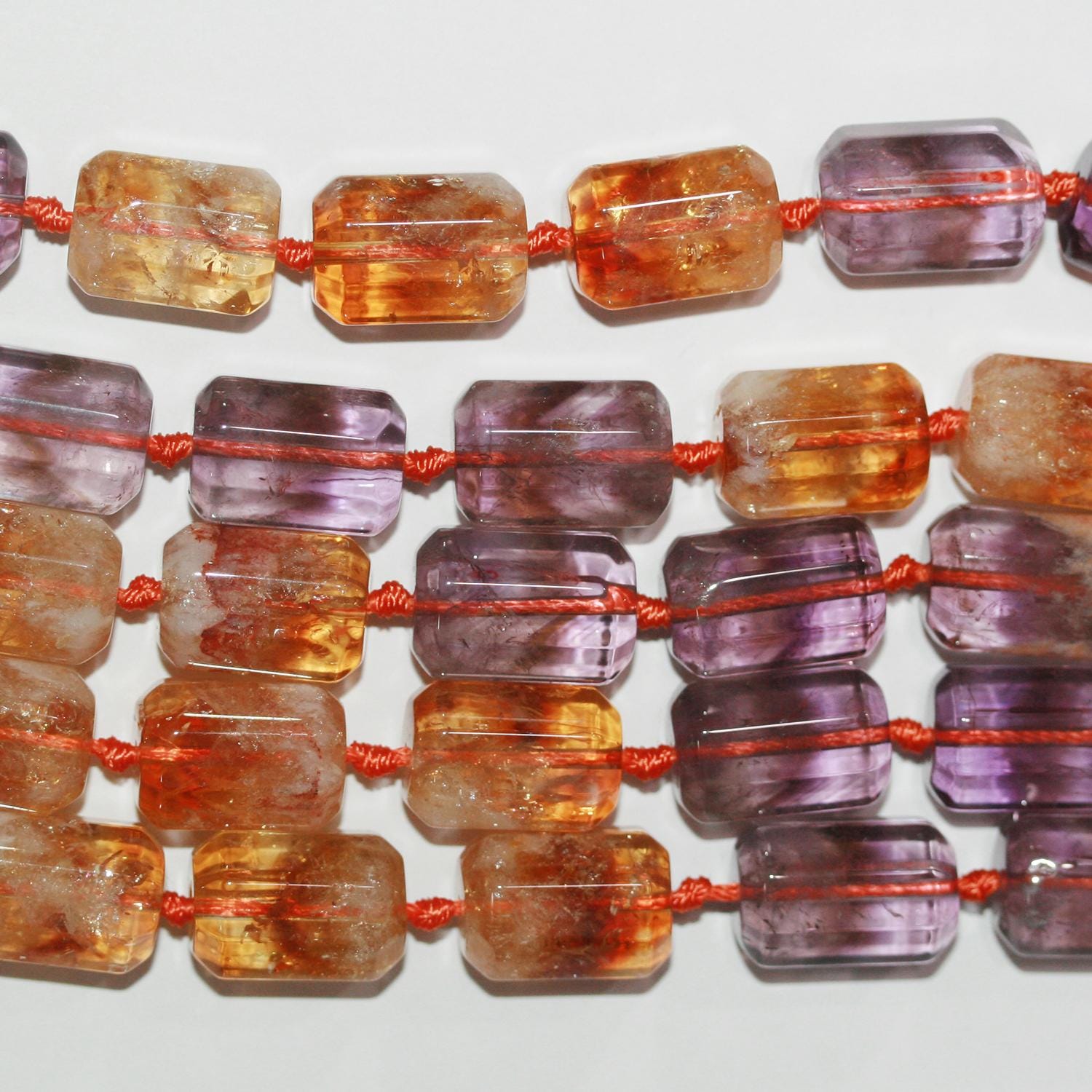Perles cylindriques facettées en améthyste et citrine de 15 pouces, 16 x 11 mm environ - Longueur du fil : 39 mm.