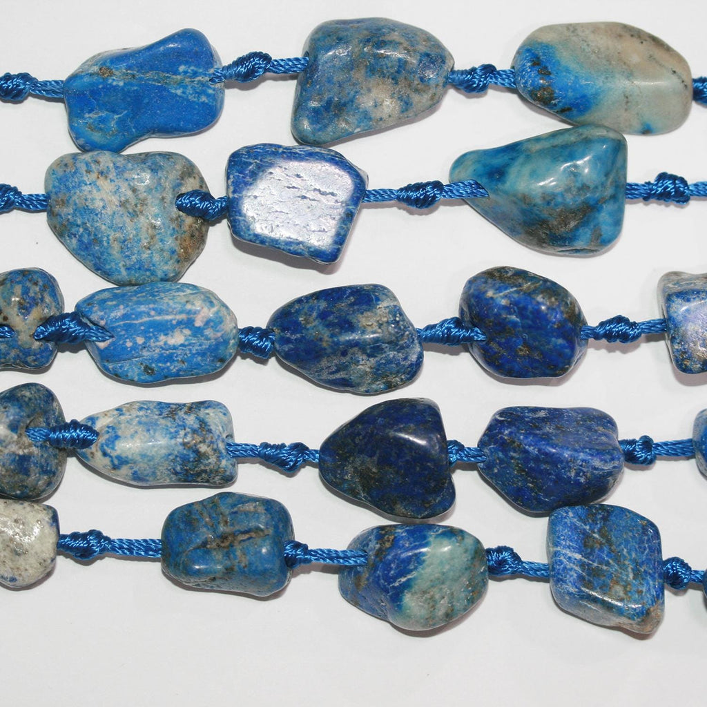 Cuentas de pepitas lisas de lapislázuli de 40 cm, 20-30 mm (aprox. - Hilo de 40 cm)