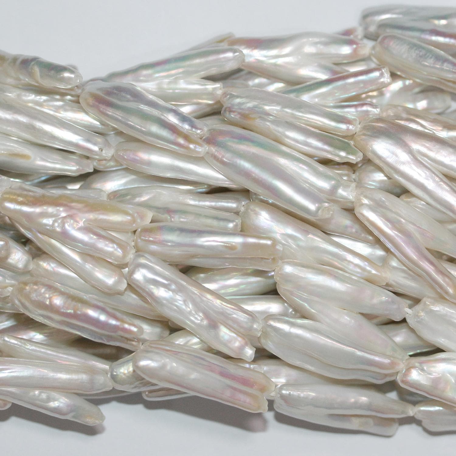 Perles de culture d'eau douce doubles Biwa, 16 pouces (environ 40 cm), 26 x 10 mm. Collier de 40 cm environ. Perles naturelles à prix de gros.