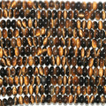 Perles rondelles lisses œil de tigre St 15" 8x4mm.- Brin 38cm.