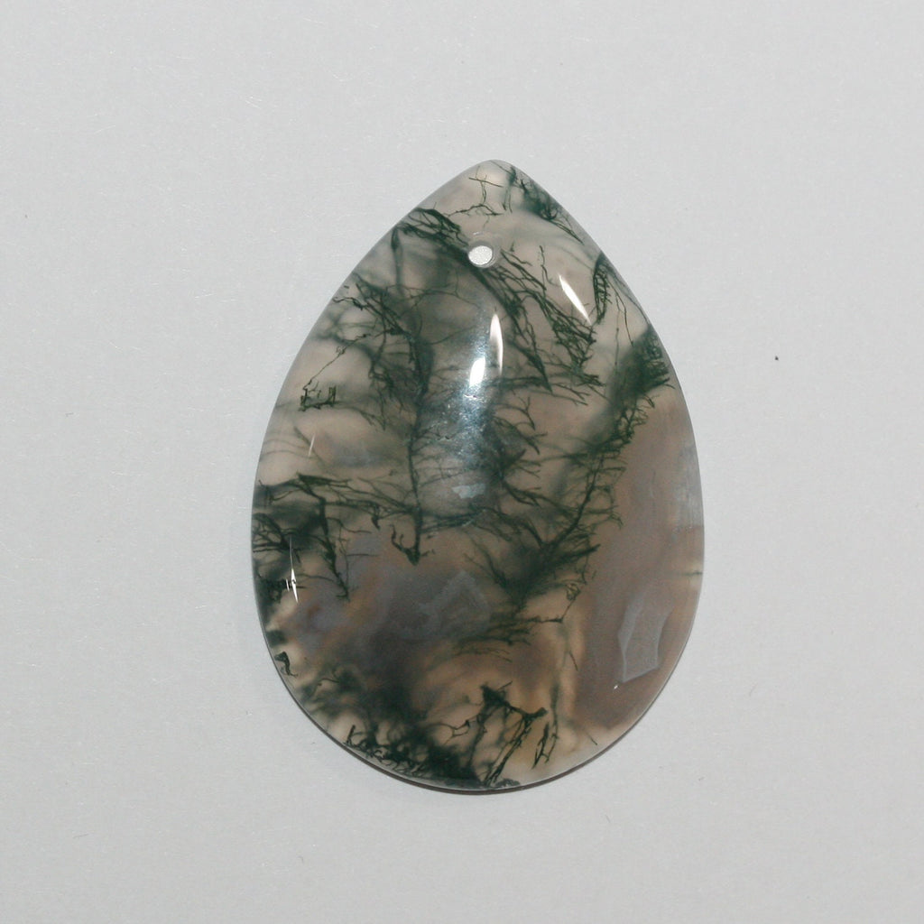 Colgante de gota lisa de ágata musgosa de 45 x 32 mm aprox. (1 ud.)