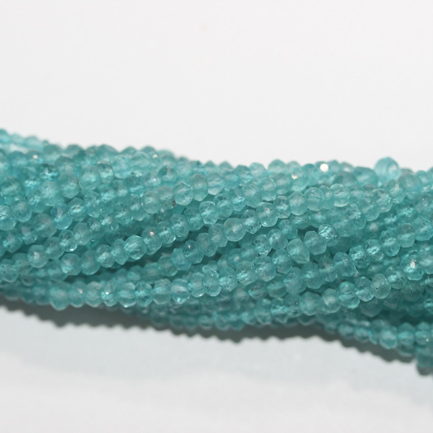 12" St  Blue Apatite Faceted Rondelle Beads 4x2mm.-Strand 31cm.