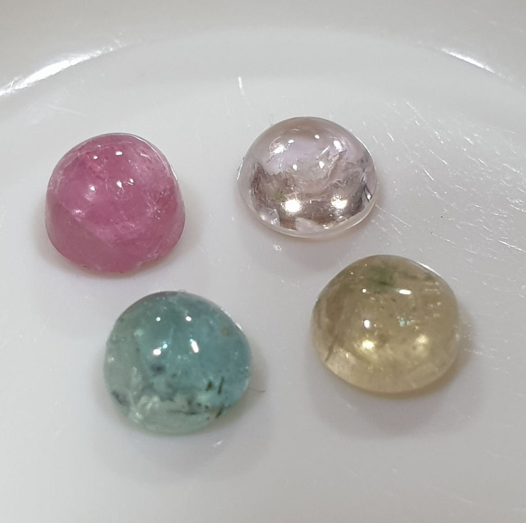 Tourmaline Lot Round Cabochons 5mm.-(4pcs)  -Gemstone Parcels-Loose Stones Wholesale Price-Natural Gems
