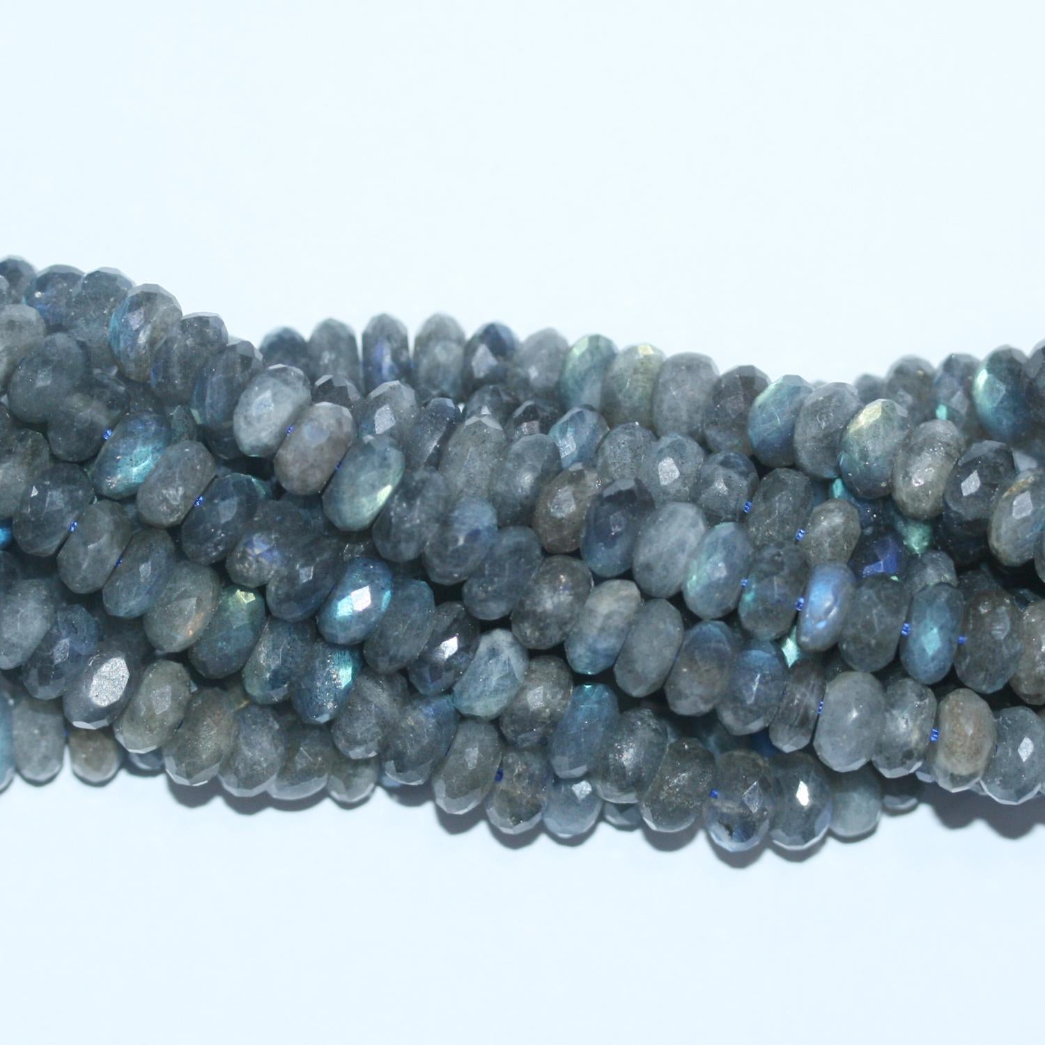 Perles rondelles à facettes en labradorite de Saint-Labrador, 15 pouces (8 x 4 mm) - Fil de 40 cm