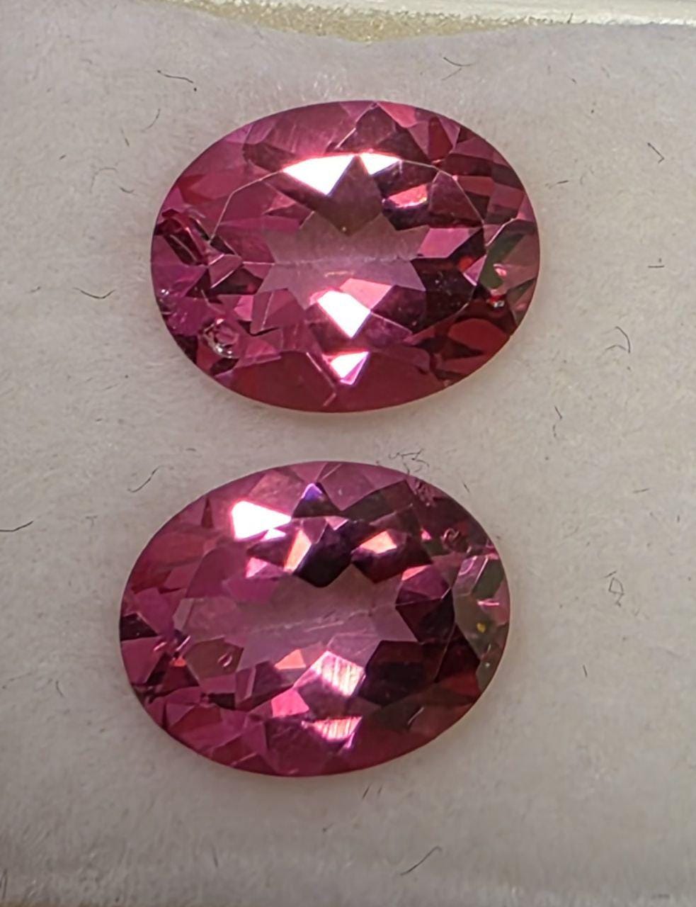 1 Pair AAA Pink Topaz Faceted Oval 10x8mm - Gems Gemstones Wholesale