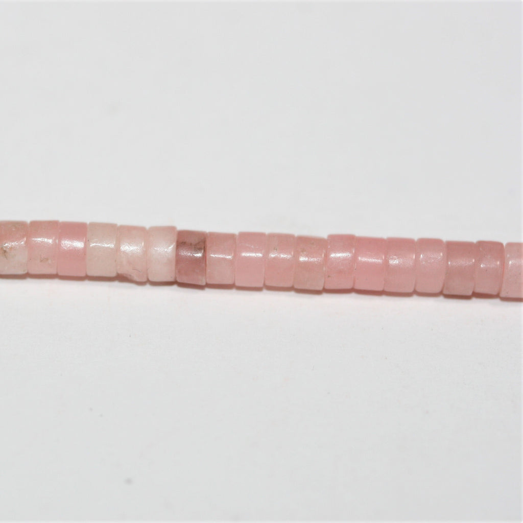 Cuentas de disco lisas de ópalo rosa de 16" de 4 x 2 mm - Hilo de 40 cm.