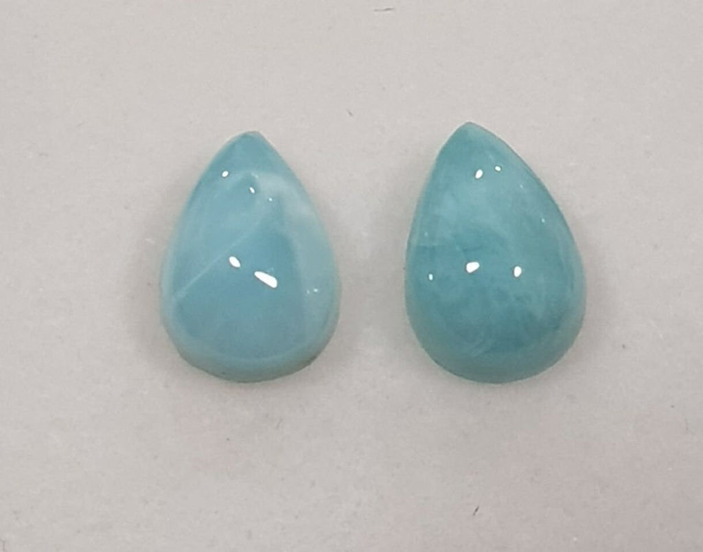 Larimar Pair Drop Cabochon 7x5mm.-(2Pcs)-Naturall Gems