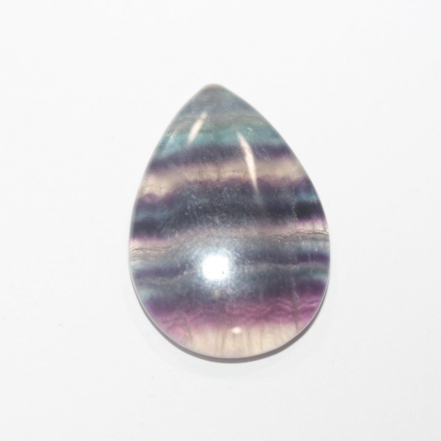 Lote de 4 cabujones lisos de fluorita (4 piezas) 25 x 18 mm.