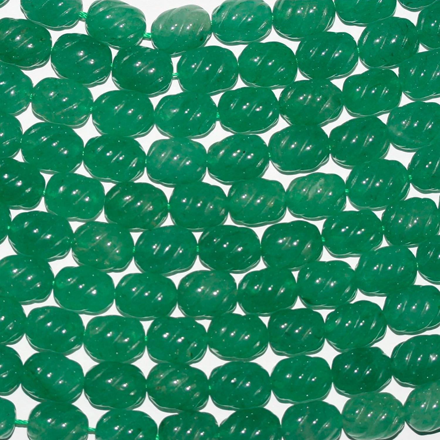 Perles cylindriques sculptées en aventurine verte de 40 cm (16 pouces), 13 x 9 mm, longueur 40 cm.