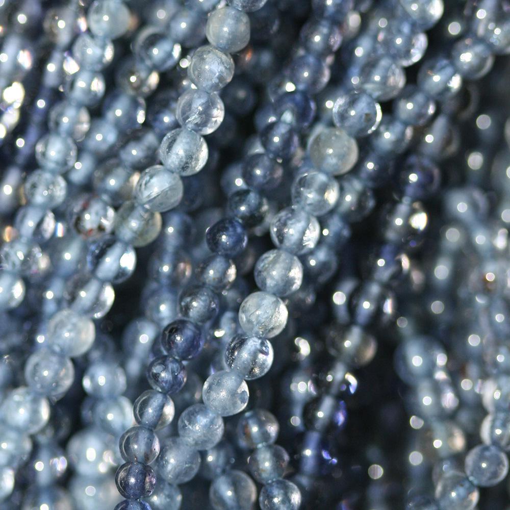 13" St  Iolite Smooth Round Beads 2-2.5mm -Strand 34cm