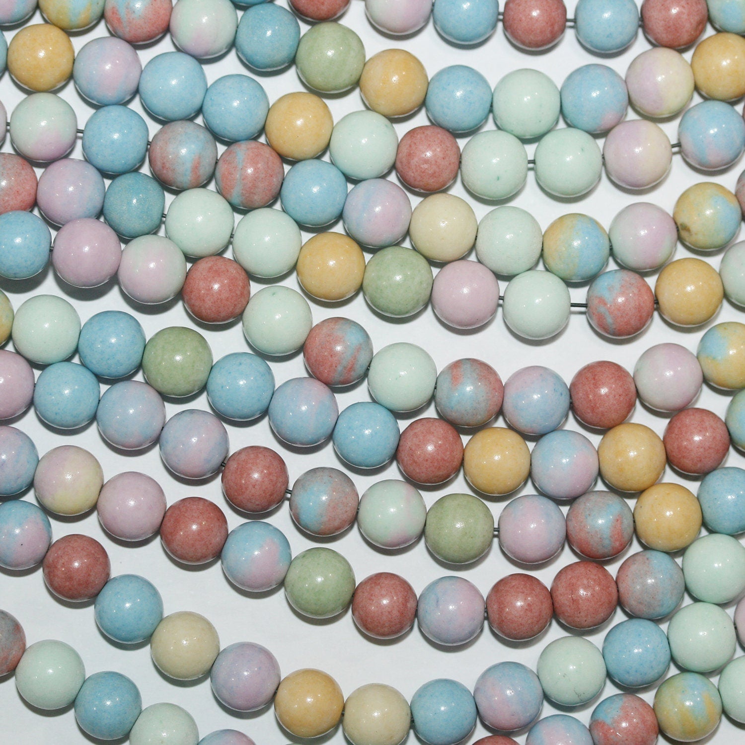 16" Cuentas redondas lisas de jaspe arcoíris de 8 mm - Hilo de 40 cm.