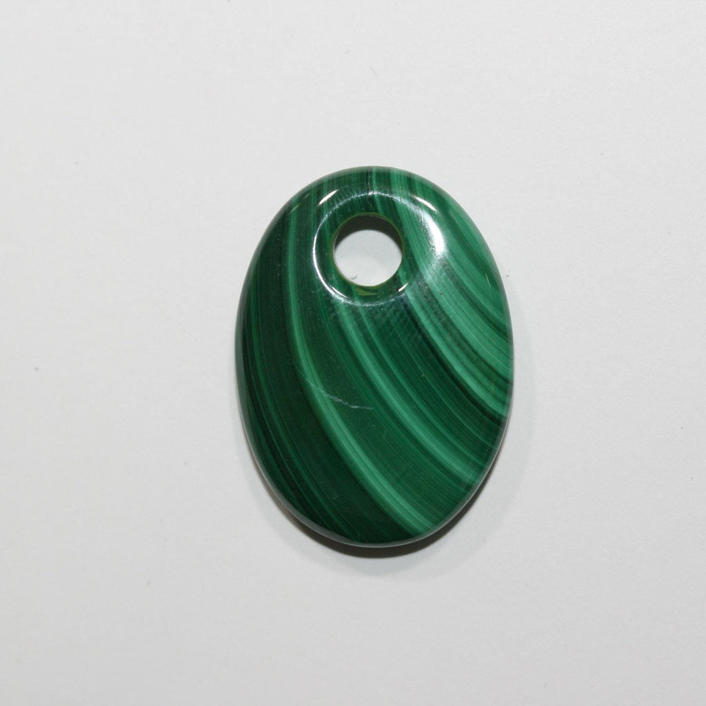 Colgante de Malaquita Ovalada Lisa 30x22mm.- Ref.14811