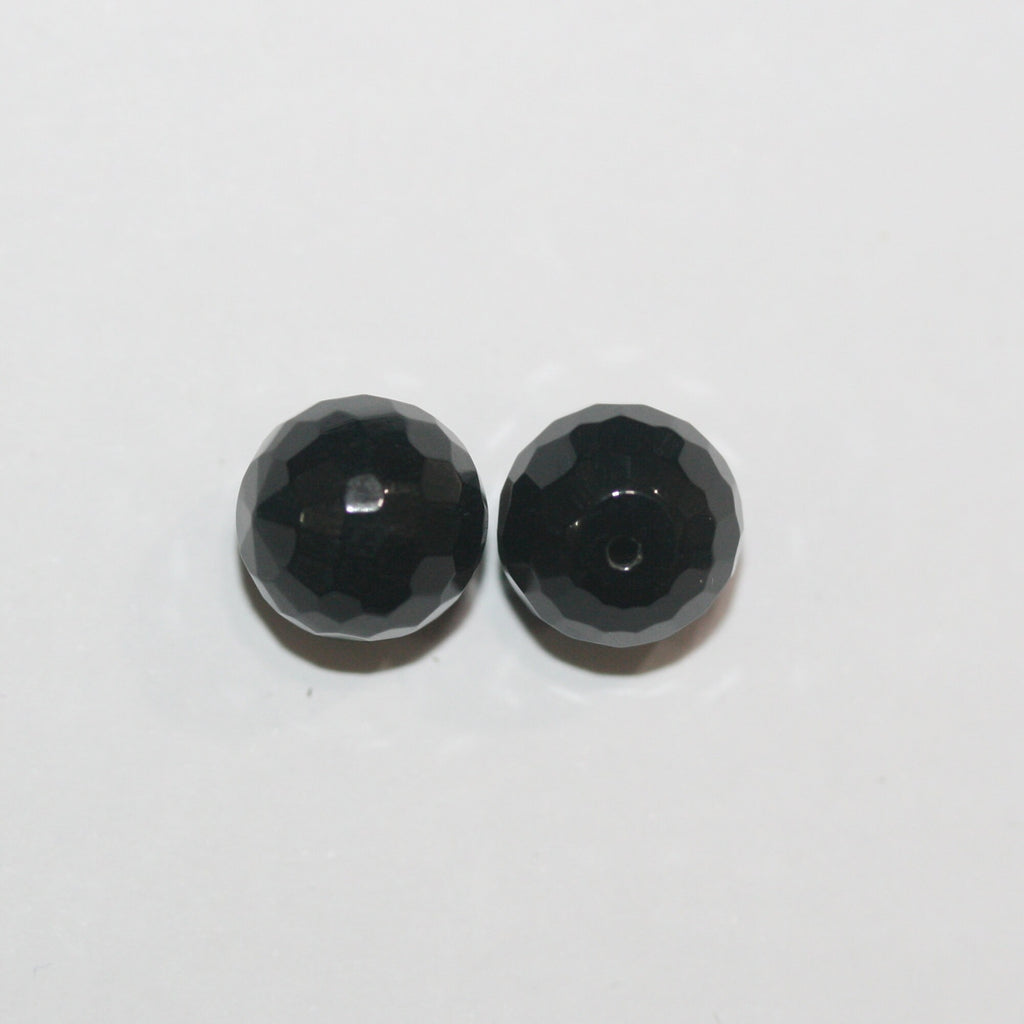 Perles rondes à facettes en onyx semi-percées de 10 mm (1 paire).