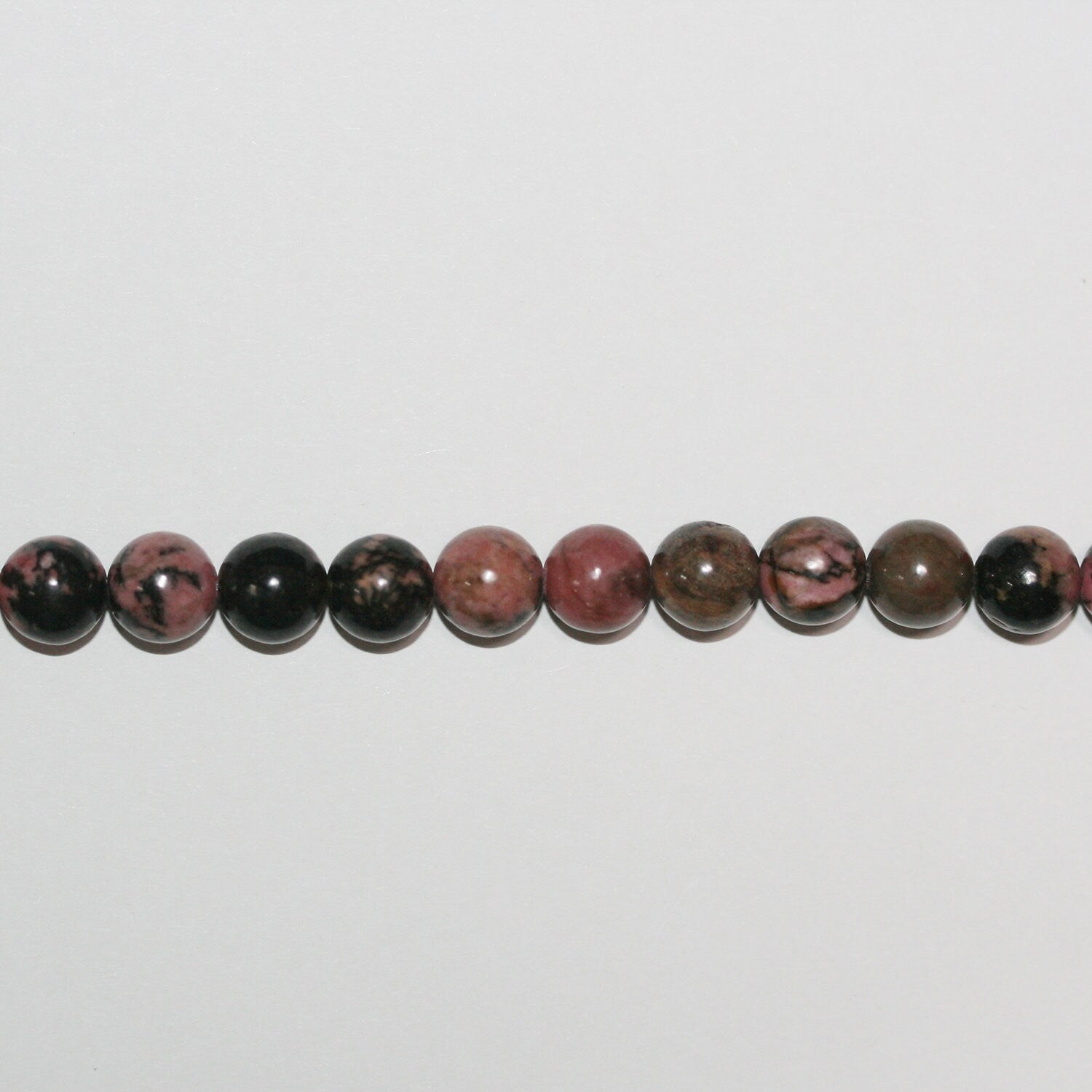Perles rondes lisses en rhodonite St de 15 pouces, 8 mm - Fil de 38 cm.