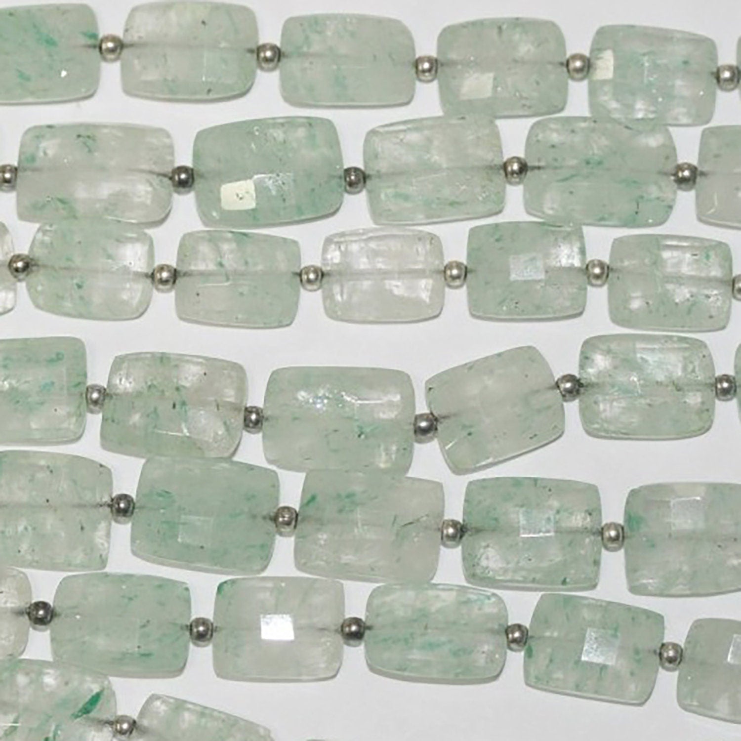 Perles rectangulaires à facettes en quartz St Grapolite, 8 pouces (environ 12 x 9 mm) - Longueur du fil : 20 cm