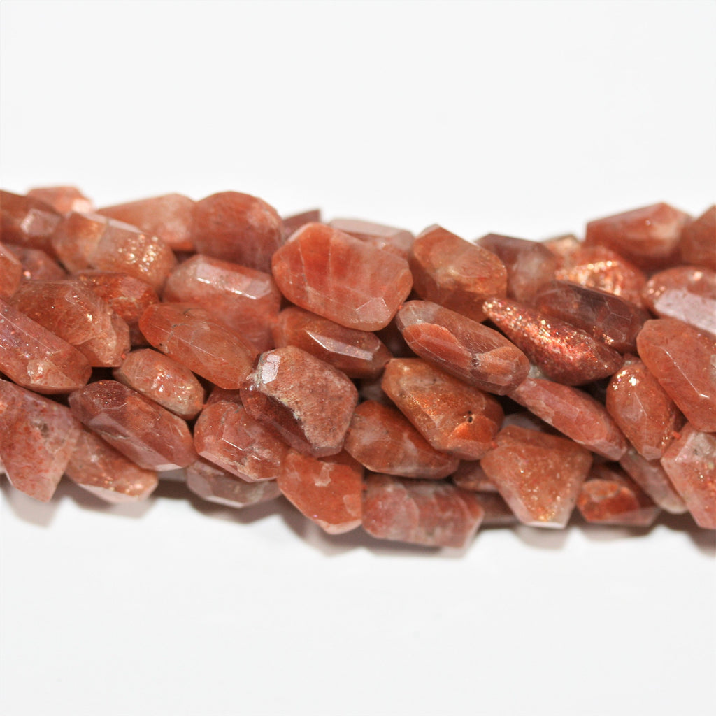 13" St Sun Stone Faceted Nugget Beads 10-15mm. Approx.- Strand 33cm.