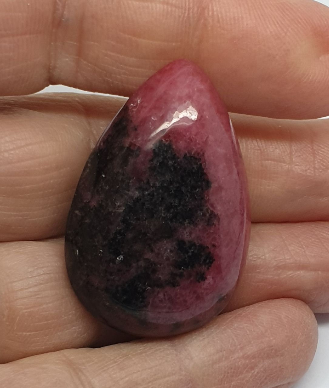 Big Pink Rhodonite Cabochon Drop 39.10x26mm  94.46ct- Natural Gemstone-Top Quality