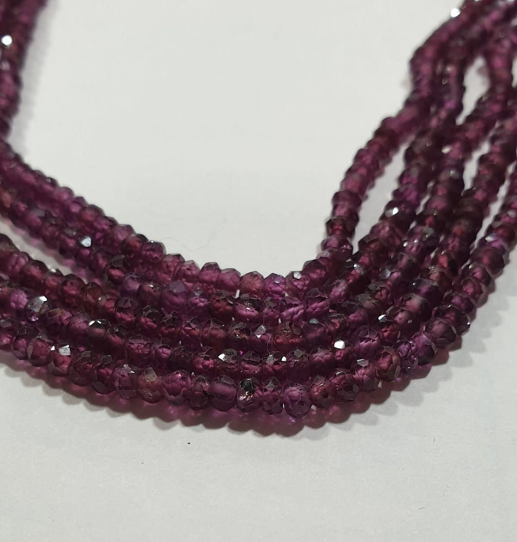 13" St Garnet Faceted Rondelle Beads 3x2mm.-Strand 33cm