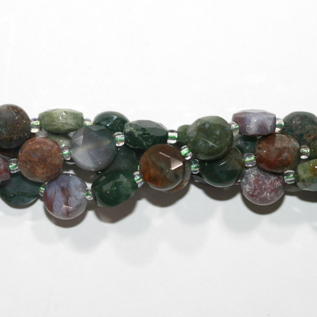 14" St Indian Agate Faceted Coin Beads 10mm.-Strand 37cm.-Item.14757