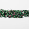 Perles rondes à facettes en zoïsite rubis St de 15 pouces, 3 mm. Fil de 38 cm.
