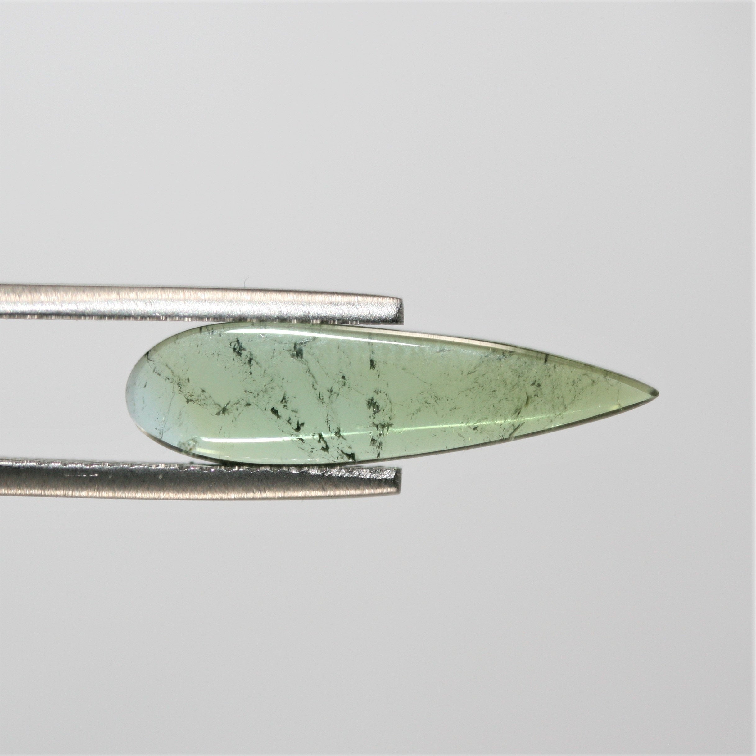 Green Tourmaline Drop Flat Cabochon 23x6.3mm.(2.45ct.)