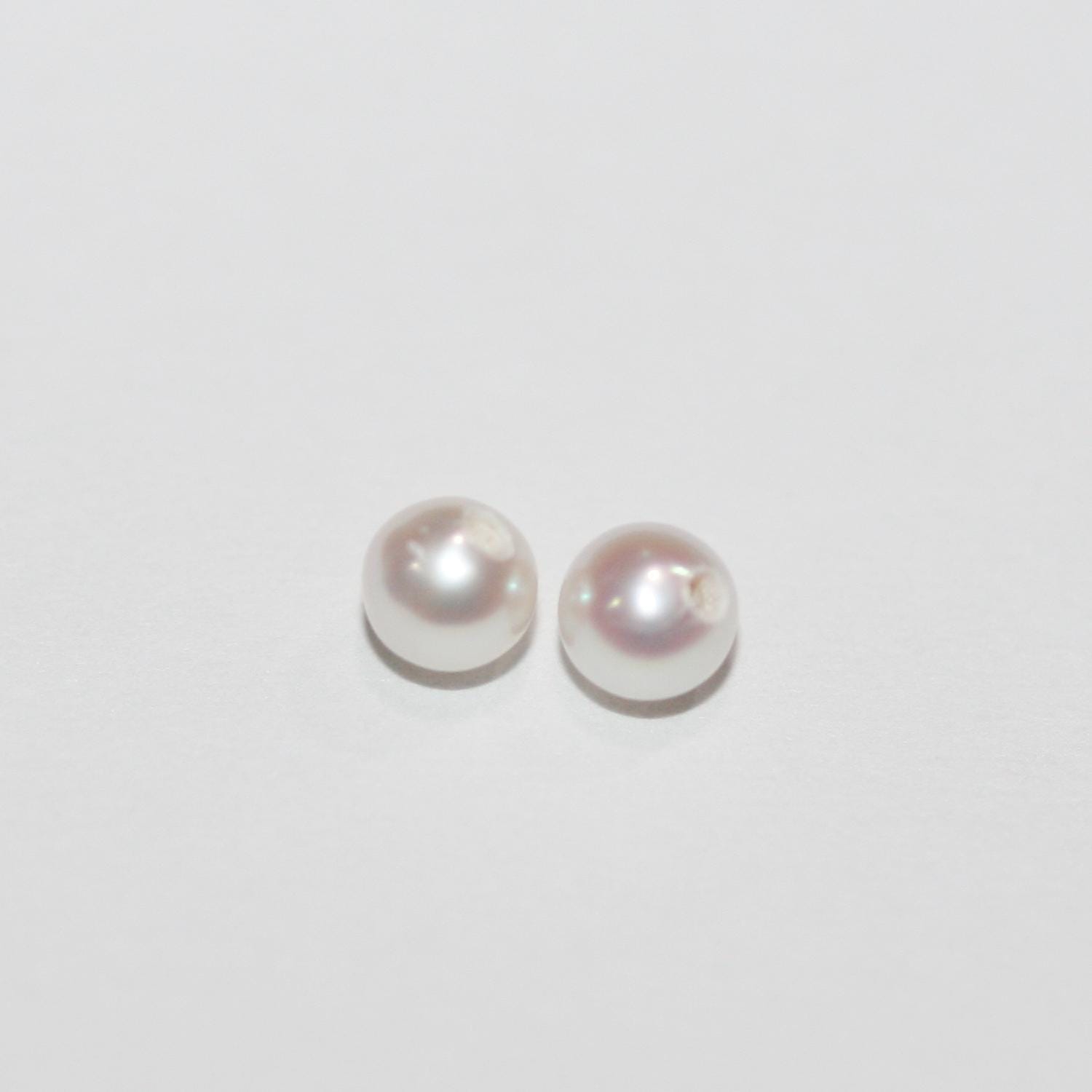 1 Pair High Cultured Round Pearl 3-3.5mm.-Half Drill. Round Natural  Pearl-Price Per 1 Pair- Pearl Earring