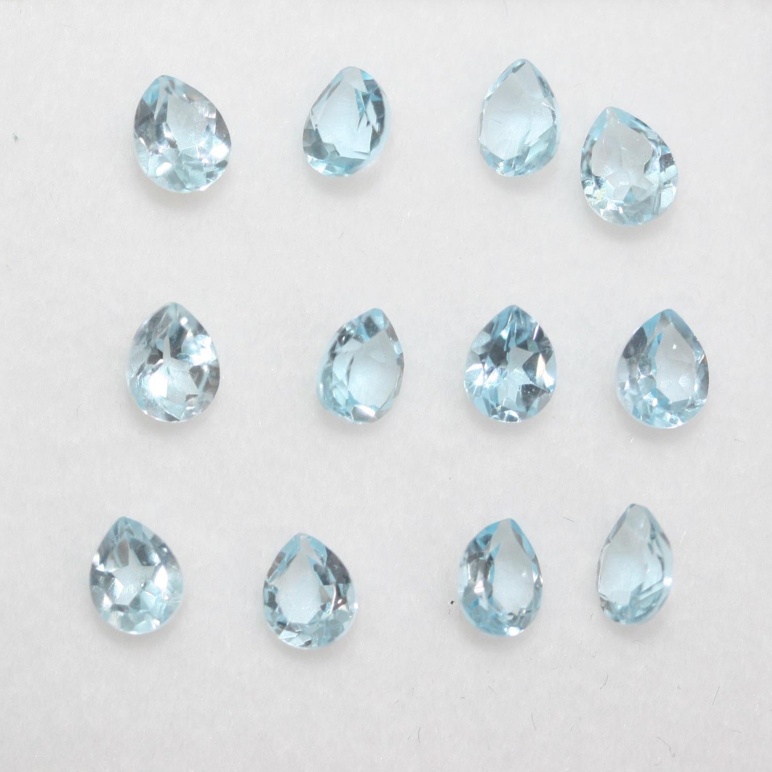 12Pcs Lot Sky Topaz Drop Faceted 5x4mm (12 pcs).