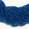 Perles rondelles à facettes en jade bleu de 40 cm (16 pouces), 4 x 2 mm, longueur 40 cm.