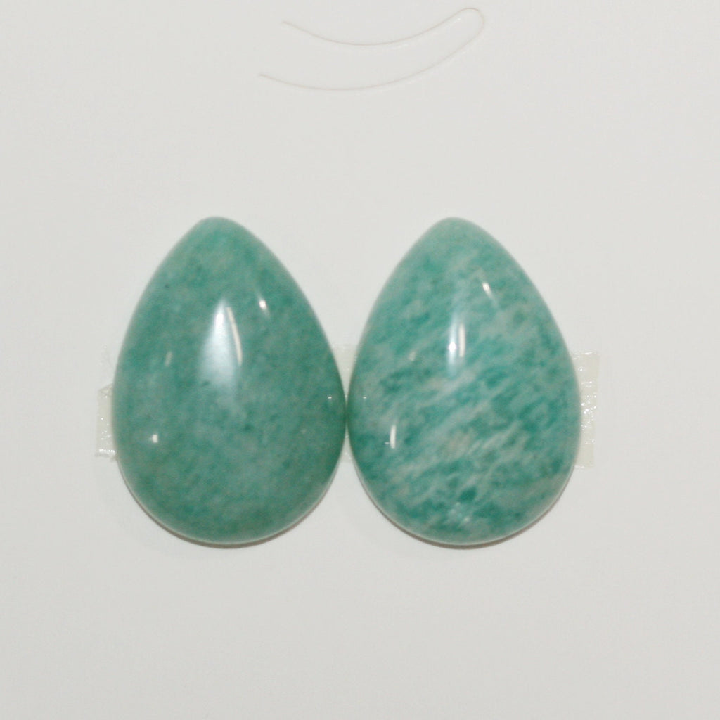Lote de 2 cabujones de amazonita lisos de 25 x 18 mm. (2 piezas)
