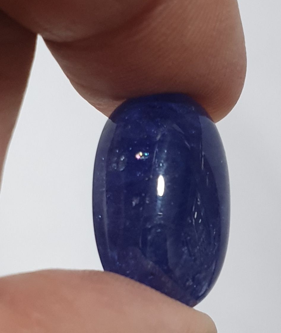 Cabochon ovale de tanzanite de grande taille, 14 mm (22,2 x 14,1 mm), 28,67 ct - Pierre précieuse naturelle - Couleur profonde
