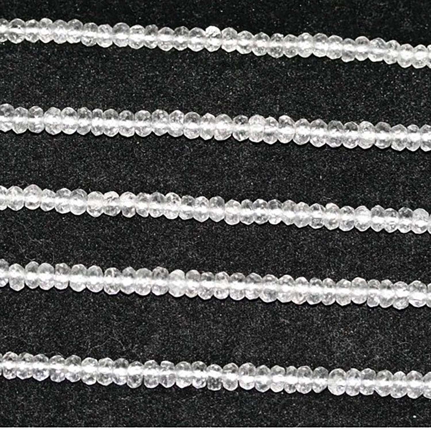 13" St Rock Crystal Quartz Faceted Rondelle Beads 4x3mm.-Strand 36cm