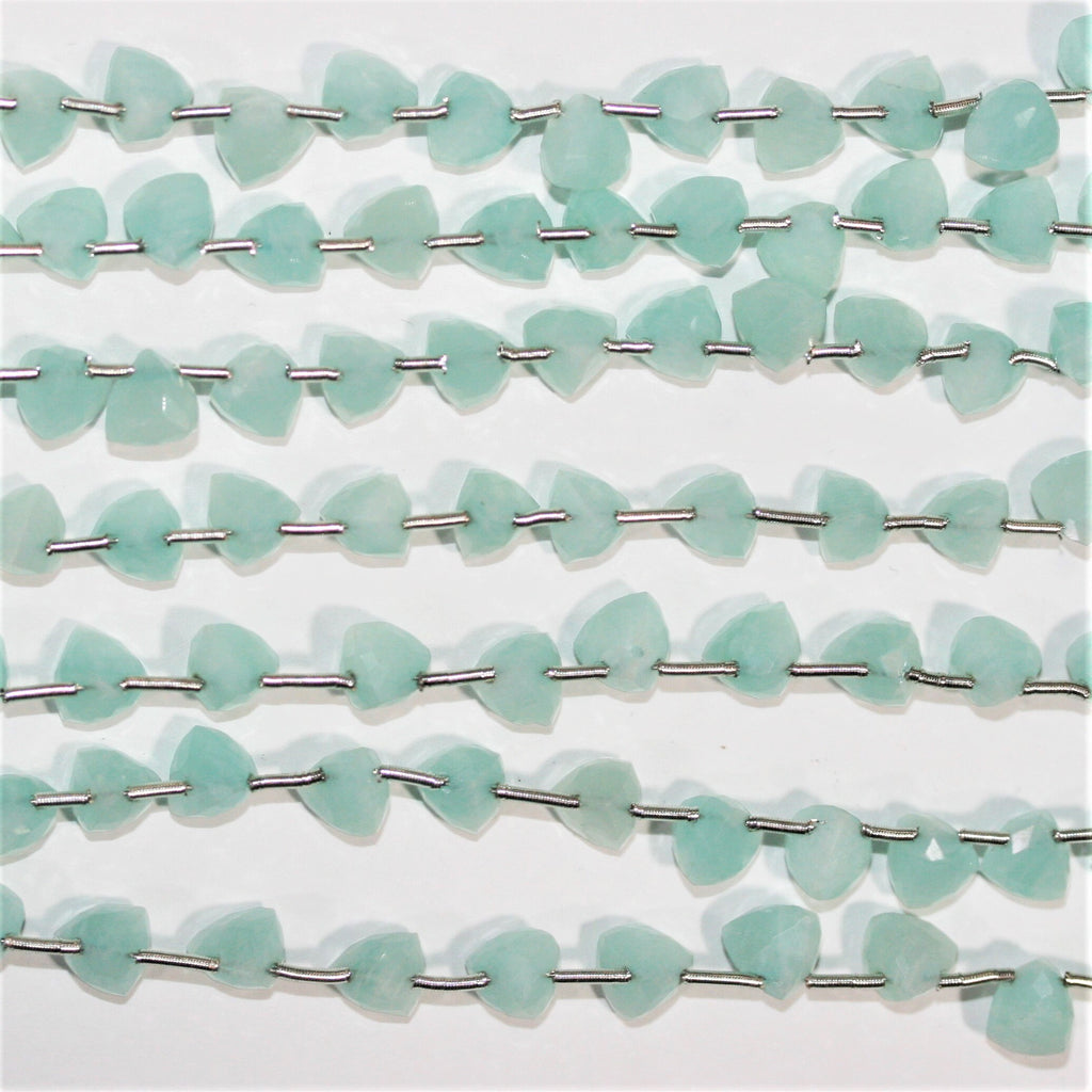 Perles triangulaires à facettes en amazonite de 8 pouces, 5-6 mm, brin de 20 cm.