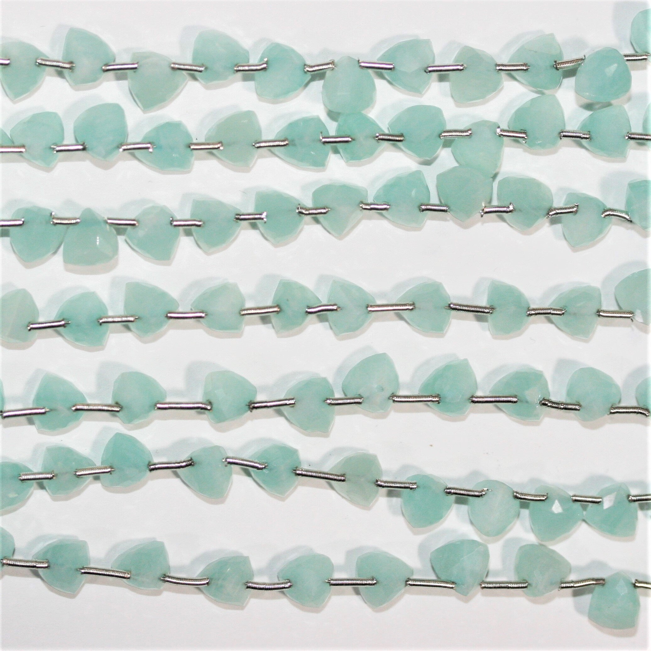 Perles triangulaires à facettes en amazonite de 8 pouces, 5-6 mm, brin de 20 cm.