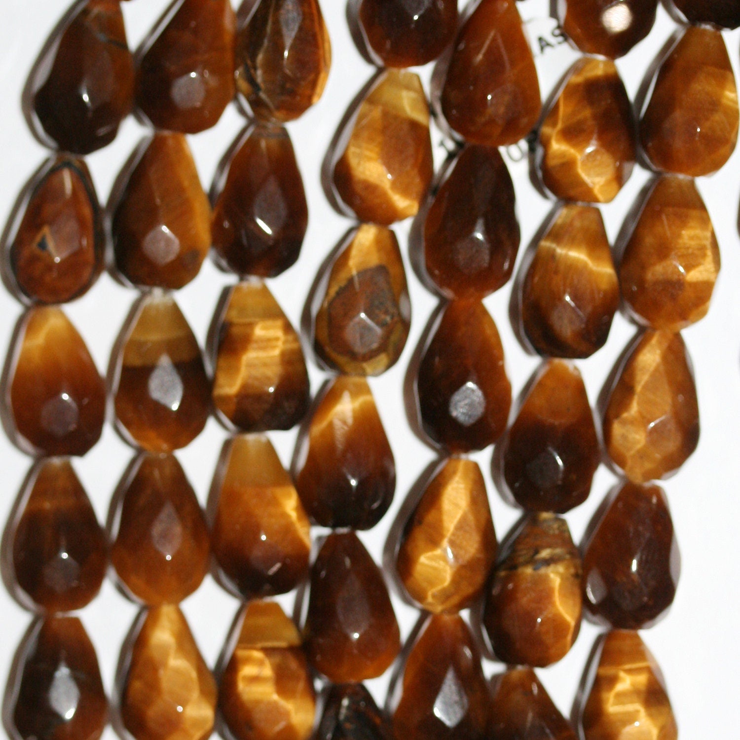 Cuentas de ojo de tigre facetadas de 18 cm (12 x 8 mm) - Hilo de 19 cm