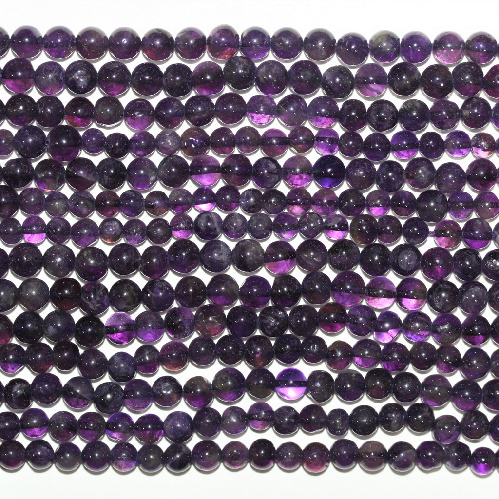 13" St Amethyst Smooth Round Beads 5mm.-Strand 33cm.