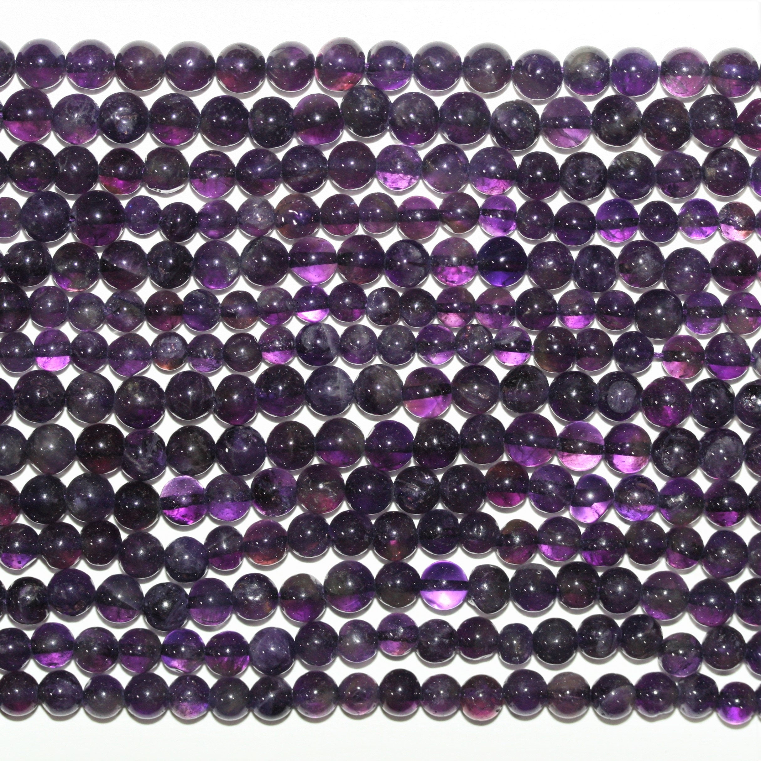 13" St Amethyst Smooth Round Beads 5mm.-Strand 33cm.