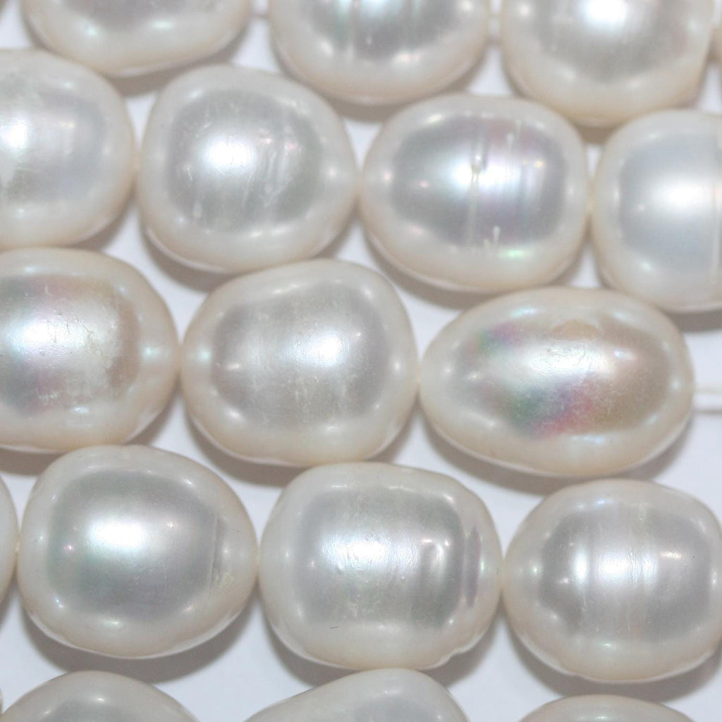 Perles ovales d'eau douce de 15 pouces (12-13 mm) - Collier de 39 cm - Perles naturelles - Prix de gros