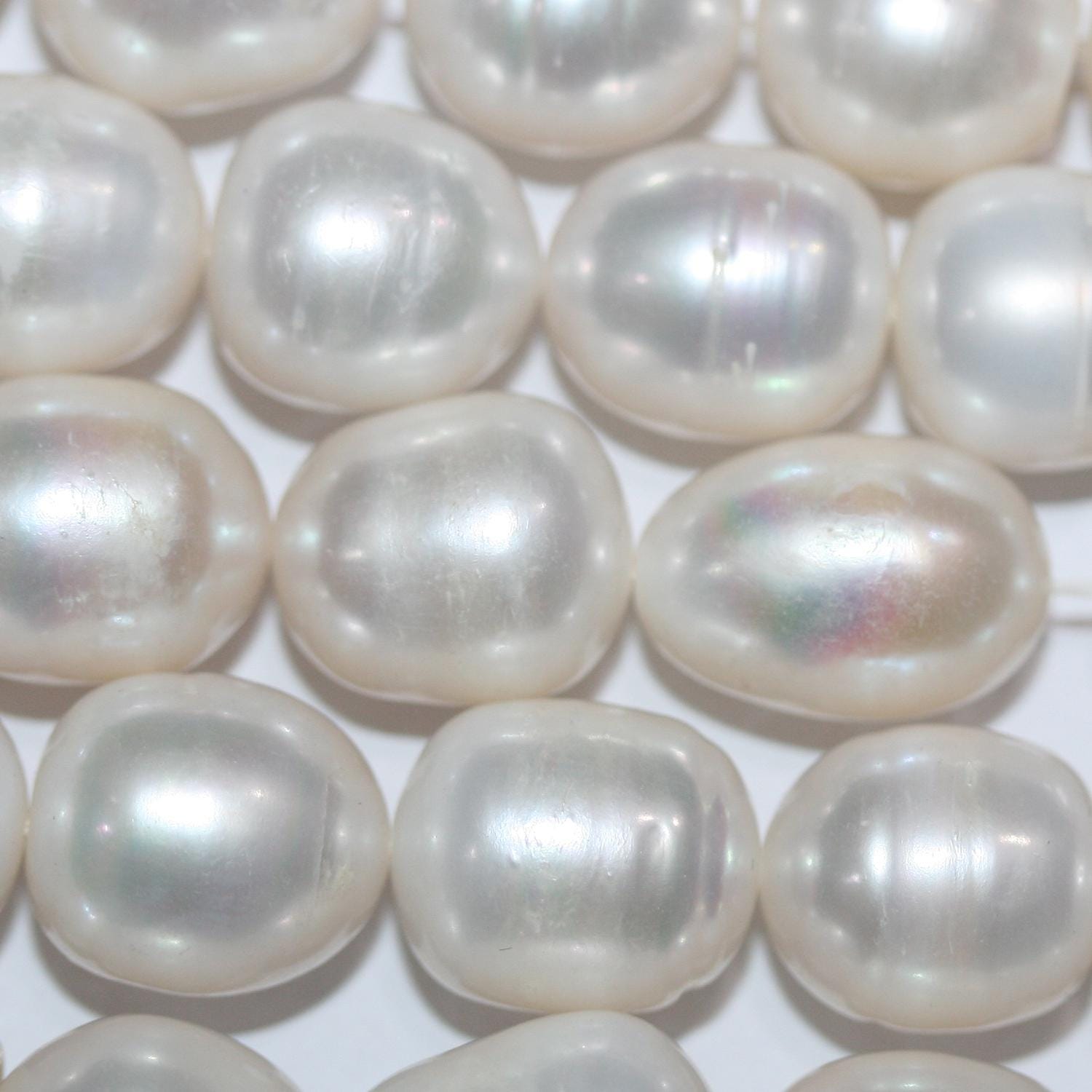 Perles ovales d'eau douce de 15 pouces (12-13 mm) - Collier de 39 cm - Perles naturelles - Prix de gros